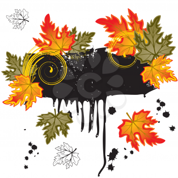 Royalty Free Clipart Image of a Grunge Frame With Leaves