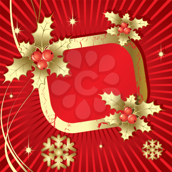 Royalty Free Clipart Image of a Christmas Frame With Holly