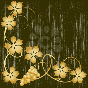 Royalty Free Clipart Image of a Grapevine Border on a Scratched Background