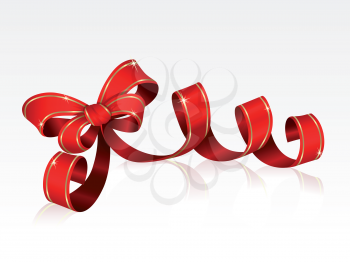 Royalty Free Clipart Image of a Red Ribbon and Bow