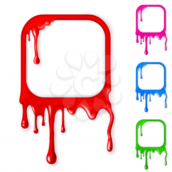 Royalty Free Clipart Image of Dripping Paint in Different Colours