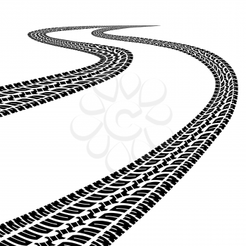 Royalty Free Clipart Image of Tire Tracks