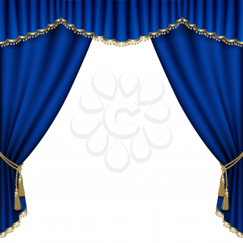 Theater stage  with blue curtain. Mesh.