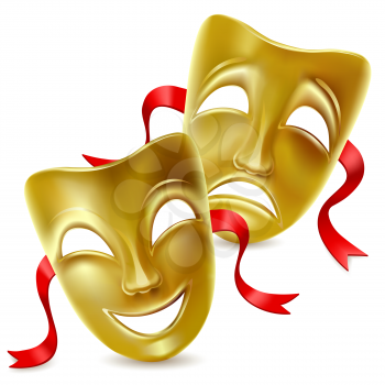 Theatrical masks. Isolated. Mesh. Clipping Masksolated. Mesh. Clipping Mask