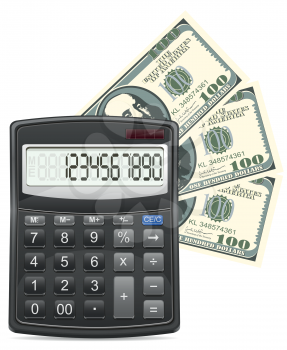 Royalty Free Clipart Image of a Calculator and Money
