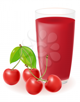 Royalty Free Clipart Image of Cherries and Juice