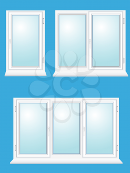 Royalty Free Clipart Image of a Group of Windows