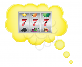 Royalty Free Clipart Image of Dreaming about Winning the Jackpot
