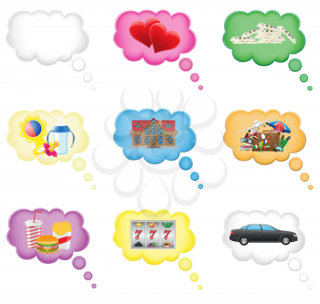 Royalty Free Clipart Image of a Dream Bubble Set