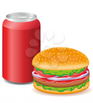 Royalty Free Clipart Image of a Hamburger and Soda