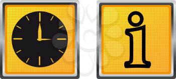 Royalty Free Clipart Image of an Information and Clock Icon