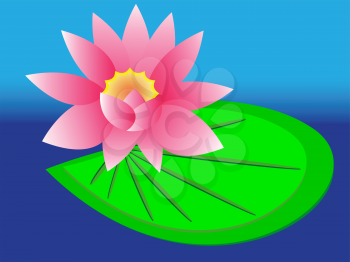 Royalty Free Clipart Image of a Lilypad and Lotus Flower