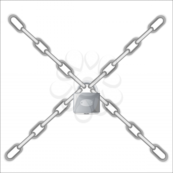Royalty Free Clipart Image of a Lock and Chains