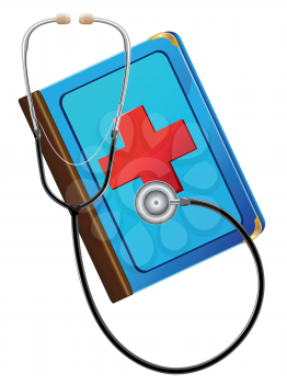 Royalty Free Clipart Image of a Medical Book and Stethoscope