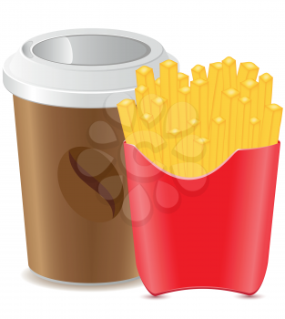 Royalty Free Clipart Image of a Coffee and Fries