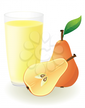 Royalty Free Clipart Image of Pear Juic and Pears