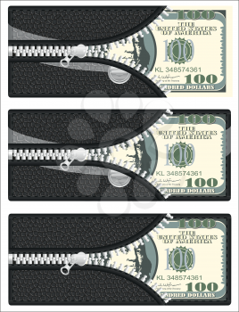 Royalty Free Clipart Image of Money in Wallets