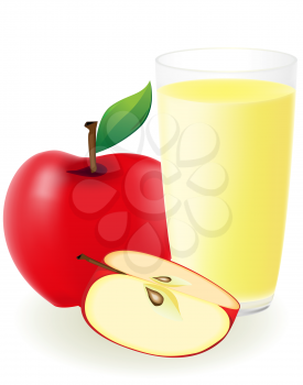 Royalty Free Clipart Image of an Apple and Juice