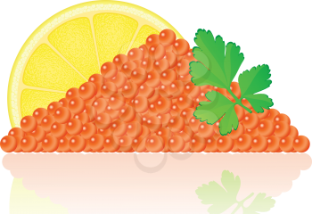 Royalty Free Clipart Image of Red Caviar and a Lemon