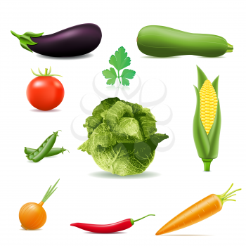 Royalty Free Clipart Image of a set of Vegetables