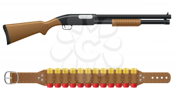 Royalty Free Clipart Image of a Shotgun and Ammunition