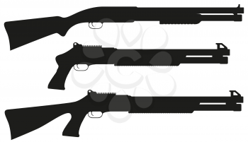 Royalty Free Clipart Image of Shotgun silhouettes