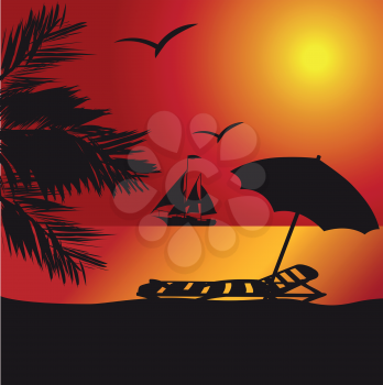 Royalty Free Clipart Image of a Sunset at the Seaside
