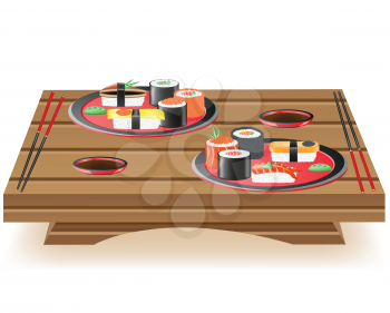 Royalty Free Clipart Image of Sushi on a Table
