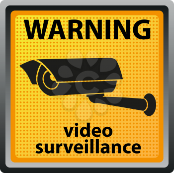 Royalty Free Clipart Image of a Security Camera Sign