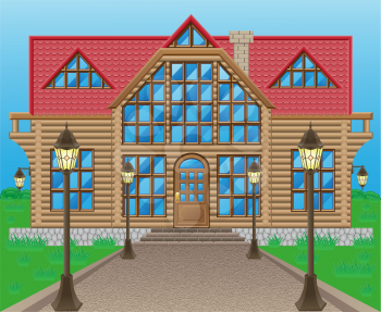 Royalty Free Clipart Image of a Wooden House