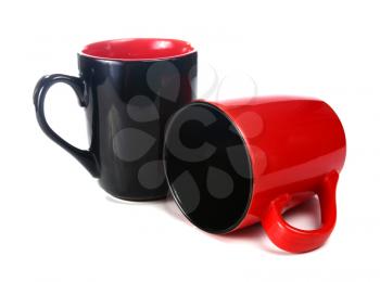 black and red cup isolated on white background