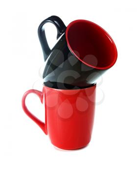 black and red cup isolated on white background