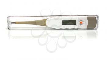 electronic thermometer in a transparente case isolated on white background