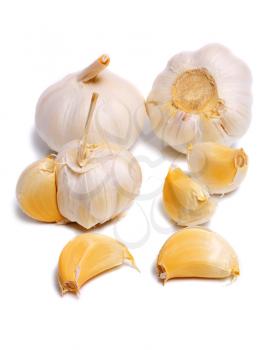 healthy white vegetable garlic isolated white on background