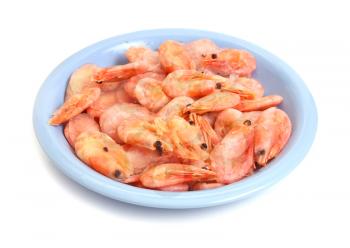 much shrimp in plate isolated on white background