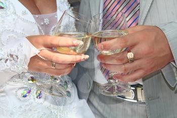 two white wedding glass for fiance and fiancee