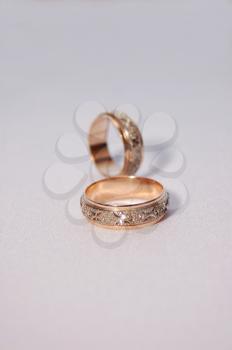 two gold wedding rings