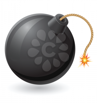 black bomb with a burning fuse vector illustration isolated on white background