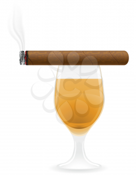 cigar and alcoholic drinks vector illustration isolated on white background