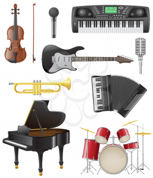set icons of musical instruments vector illustration isolated on white background