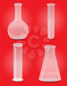 glass test tube set icons vector illustration isolated in red background
