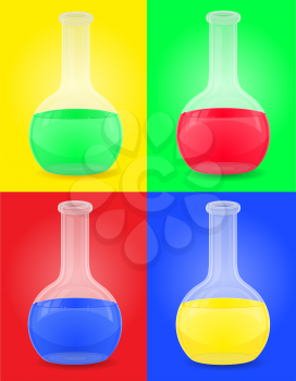 glass test tube with color liquid vector illustration isolated colored background