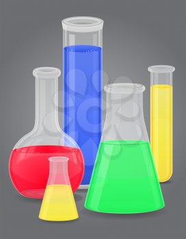 glass test tube with color liquid vector illustration isolated on gray background