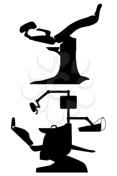 gynecological and dental chair black vector illustration isolated on white background