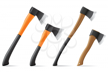 tool axe with wooden and plastic handle vector illustration isolated on white background