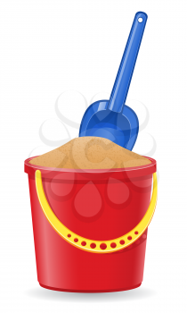 plastic bucket and shovel vector illustration isolated on white background