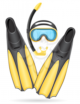 mask tube and flippers for diving vector illustration isolated on white background