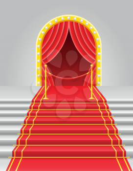 red carpet on stairs with turnstile vector illustration isolated on white background