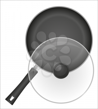 frying pan with a transparent cover vector illustration isolated on white background