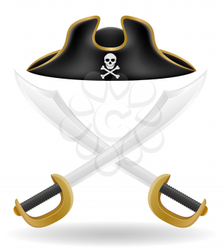 pirate hat tricorn and sword vector illustration isolated on white background